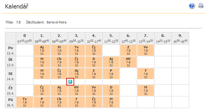 V případě, že je v kalendáři zobrazena ikona výukový zdroj: