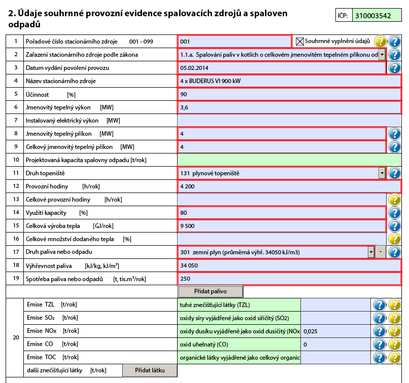 FORMULÁŘ F_OVZ_SPE PRO ÚDAJE ZA ROK 2015 Vyplnění listu č. 1 podle registračních údajů provozovatele, provozovny a uživatele (ohlašovatele) uvedených na účtu ISPOP.