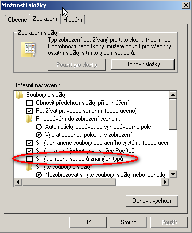 Obrázek 7: Dialog možnosti