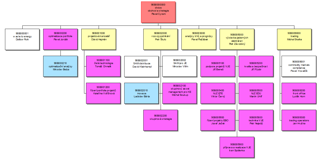 Organizační schéma divize