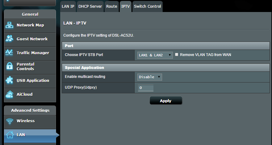 4.2.4 IPTV Tento bezdrátový xdsl modem-směrovače podporuje připojení ke službám IPTV prostřednictvím ISP nebo místní sítě LAN.