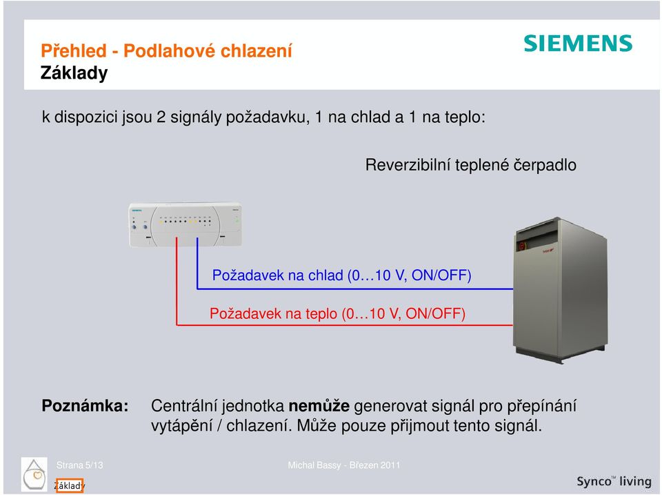 ON/OFF) Poznámka: Centrální jednotka nemůže generovat signál pro přepínání