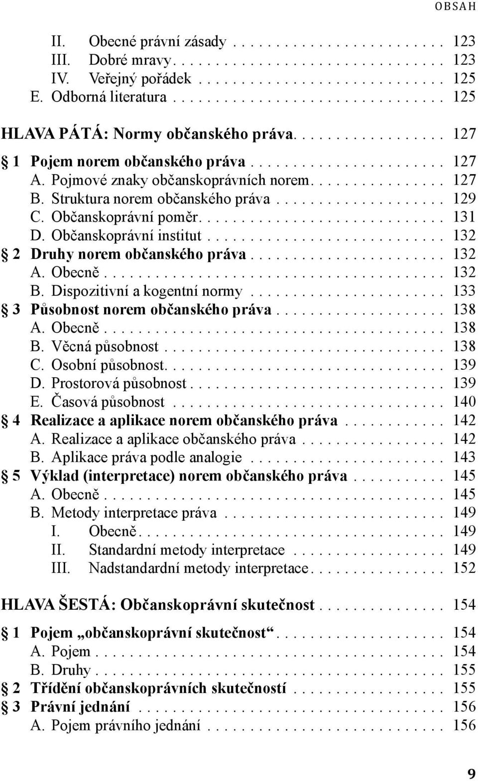 .. 132 B. Dispozitivní a kogentní normy... 133 3 Působnost norem občanského práva... 138 A. Obecně... 138 B. Věcná působnost... 138 C. Osobní působnost... 139 D. Prostorová působnost... 139 E.