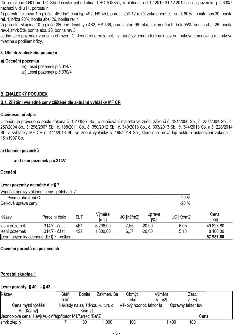 4,smrk 5%, bonita abs. 28, bonita rev.3 Jedná se o pozemek v pásmu ohrožení C. Jedná se o pozemek v mírně zvlněném terénu k severu, buková kmenovina a smrková mlazina s podílem břízy. 8.