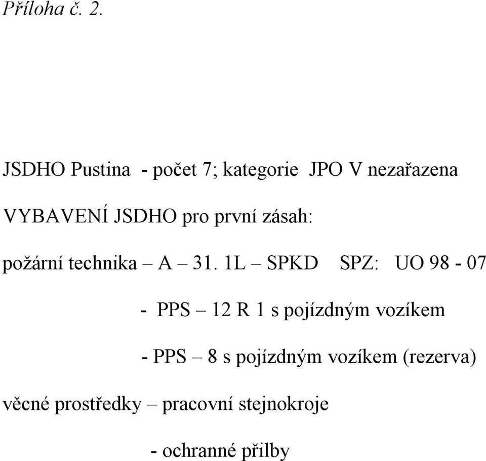 pro první zásah: požární technika A 31.