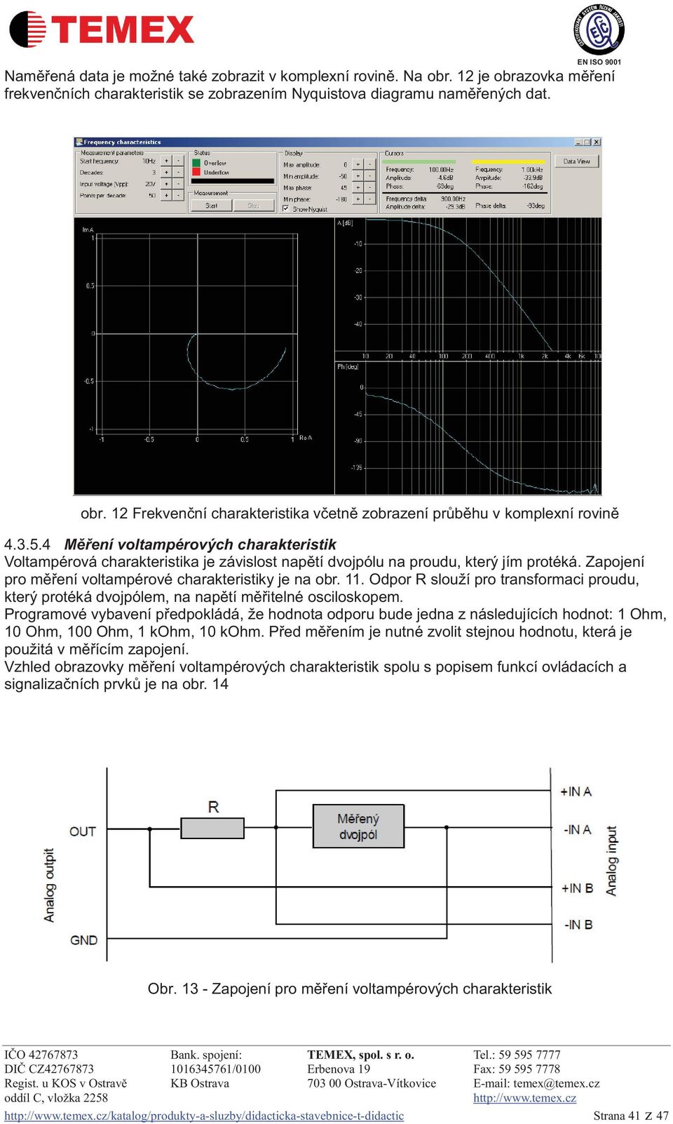 Odpor R slouží pro transformaci proudu, který protéká dvojpólem, na napětí měřitelné osciloskopem.