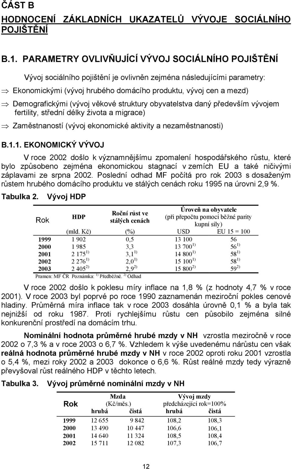 Demografickými (vývoj věkové struktury obyvatelstva daný především vývojem fertility, střední délky života a migrace) Zaměstnaností (vývoj ekonomické aktivity a nezaměstnanosti) B.1.