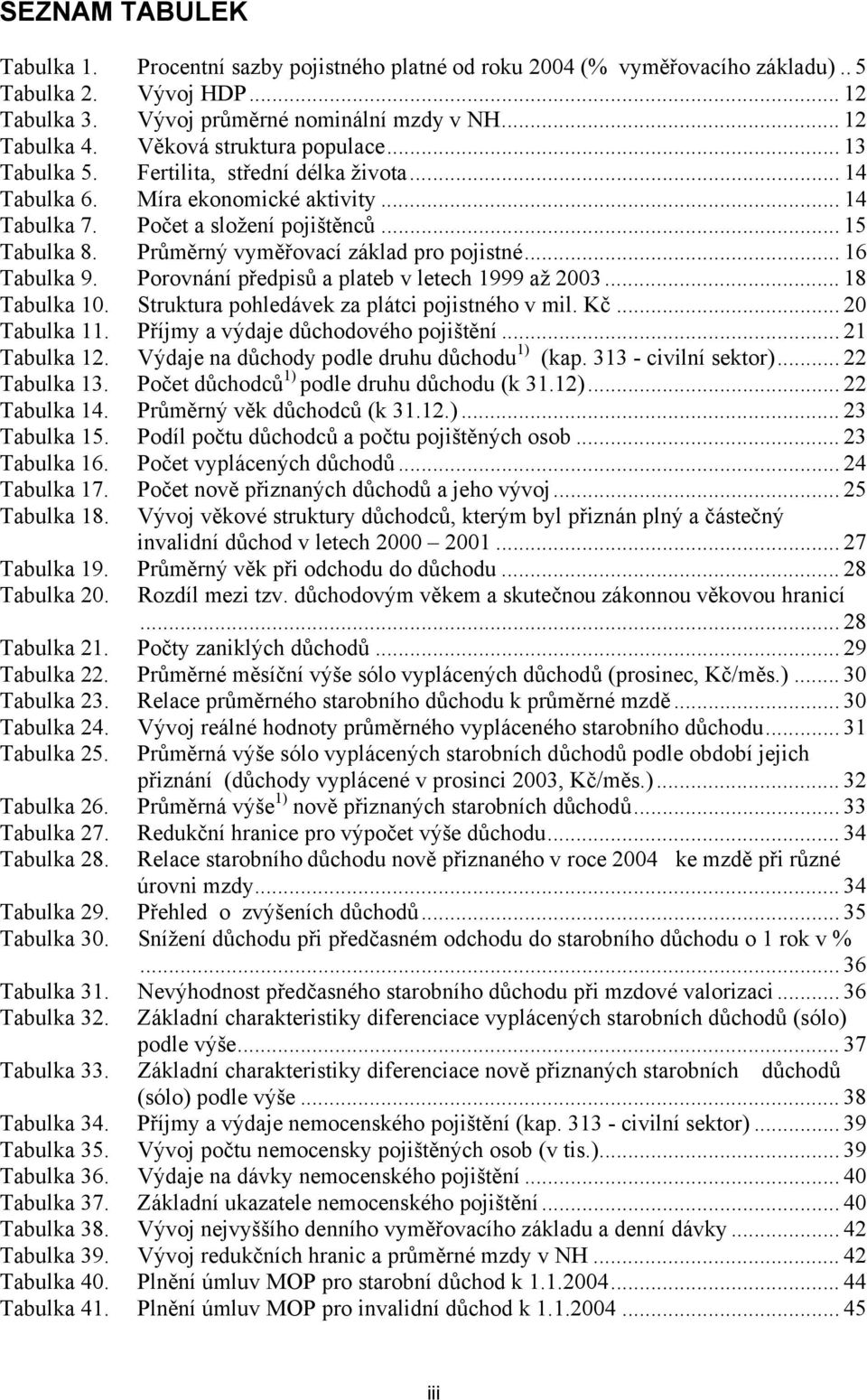 Průměrný vyměřovací základ pro pojistné... 16 Tabulka 9. Porovnání předpisů a plateb v letech 1999 až 2003... 18 Tabulka 10. Struktura pohledávek za plátci pojistného v mil. Kč... 20 Tabulka 11.