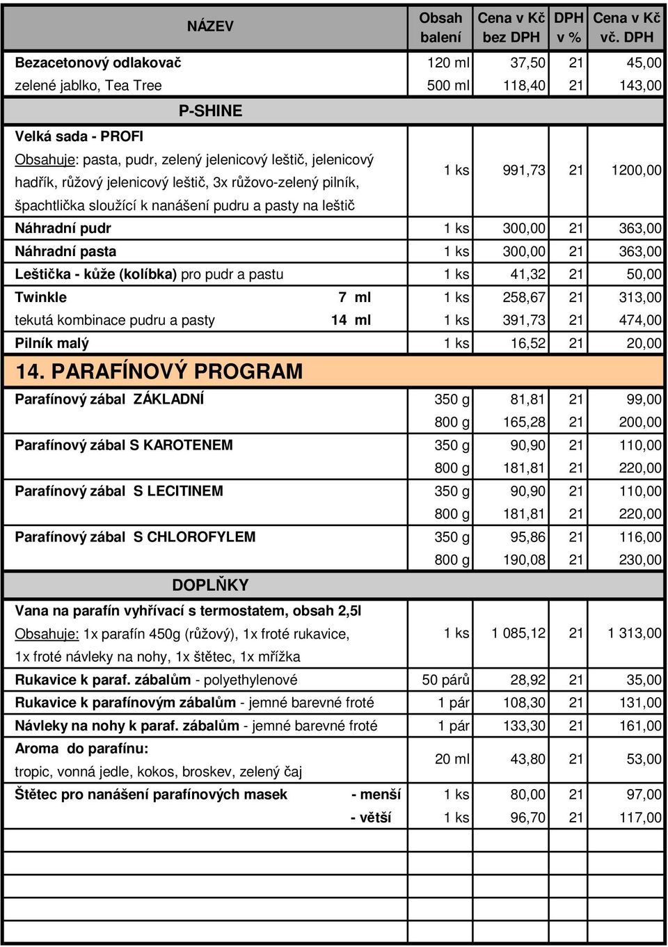 50,00 Twinkle 7 ml 258,67 313,00 tekutá kombinace pudru a pasty 14 ml 391,73 474,00 Pilník malý 16,52 20,00 14.