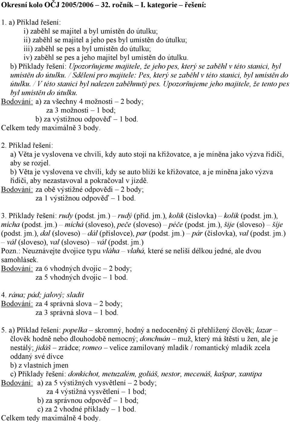 byl umístěn do útulku. b) Příklady řešení: Upozorňujeme majitele, že jeho pes, který se zaběhl v této stanici, byl umístěn do útulku.