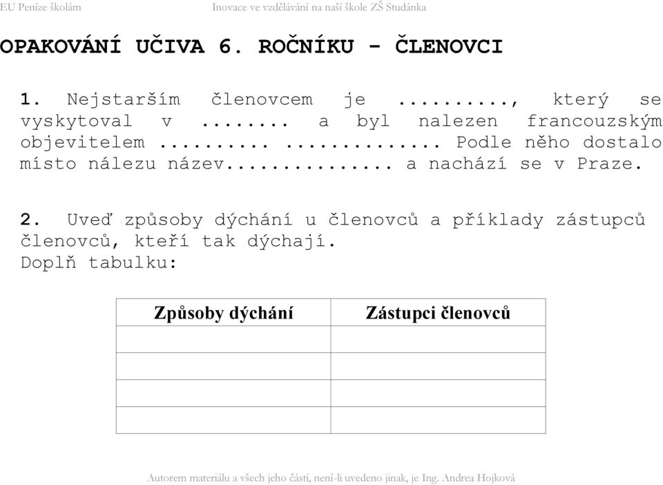 ..... Podle něho dostalo místo nálezu název... a nachází se v Praze. 2.