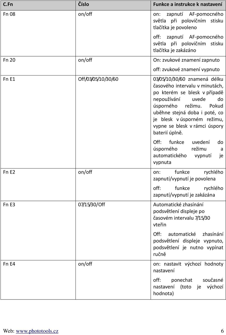 nepoužívání uvede do úsporného režimu. Pokud uběhne stejná doba i poté, co je blesk v úsporném režimu, vypne se blesk v rámci úspory baterií úplně.