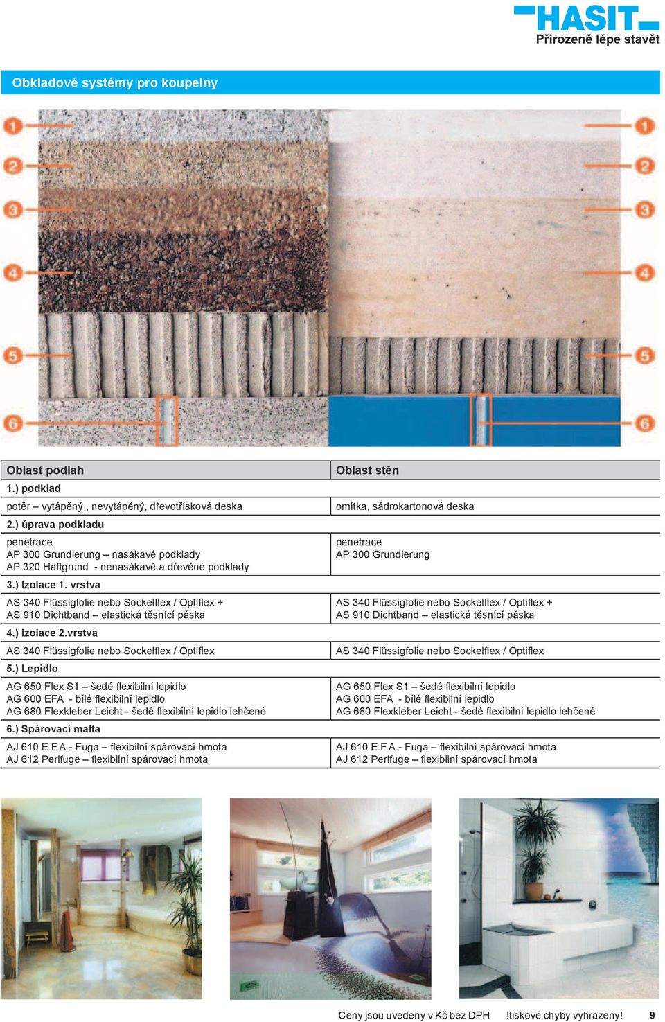 vrstva AS 340 Flüssigfolie nebo Sockelflex / Optiflex + AS 910 Dichtband elastická těsnící páska 4.) Izolace 2.vrstva AS 340 Flüssigfolie nebo Sockelflex / Optiflex 5.