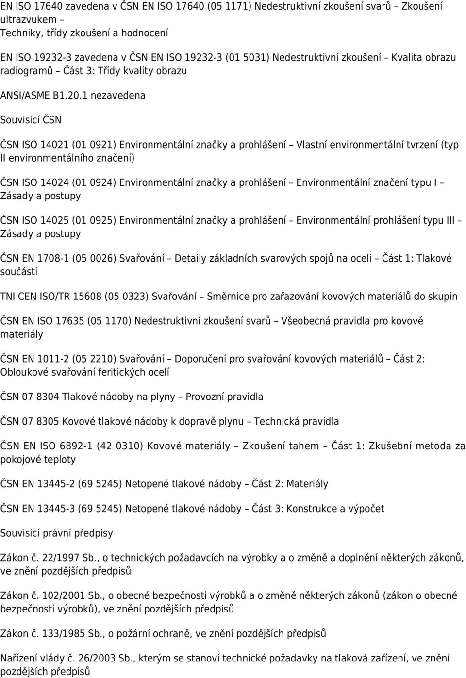 1 nezavedena Souvisící ČSN ČSN ISO 14021 (01 0921) Environmentální značky a prohlášení Vlastní environmentální tvrzení (typ II environmentálního značení) ČSN ISO 14024 (01 0924) Environmentální