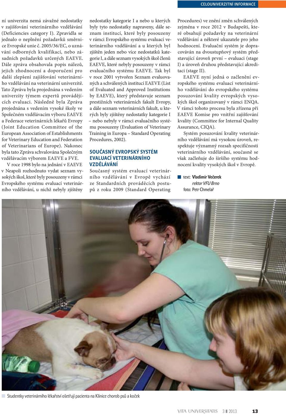 Dále zpráva obsahovala popis nálezů, jejich zhodnocení a doporučení pro další zlepšení zajišťování veterinárního vzdělávání na veterinární univerzitě.