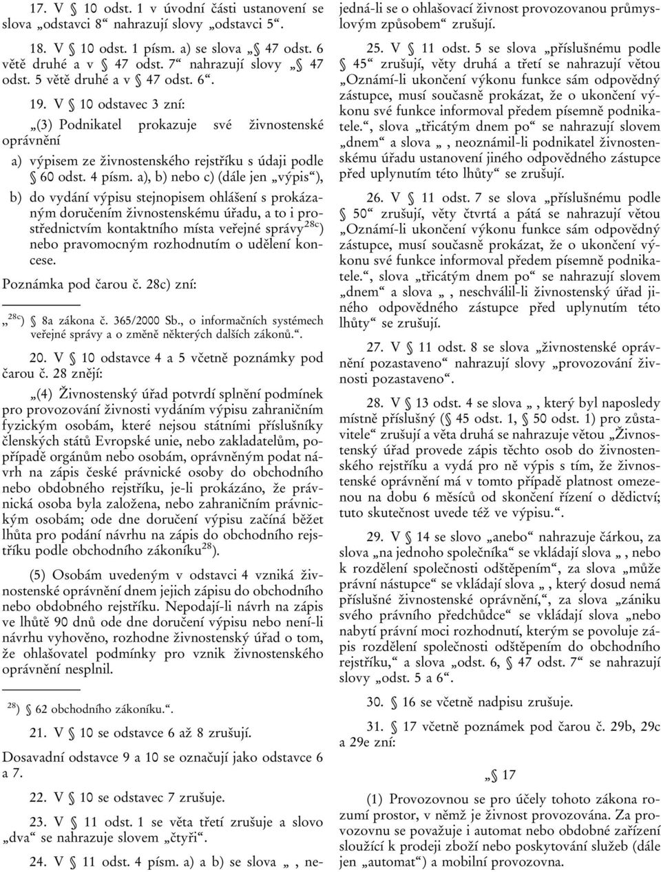 a), b) nebo c) (dále jen výpis ), b) do vydání výpisu stejnopisem ohlášení s prokázaným doručením živnostenskému úřadu, a to i prostřednictvím kontaktního místa veřejné správy 28c ) nebo pravomocným