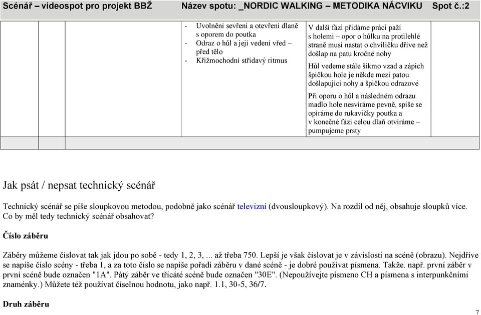 Hůl vedeme stále šikmo vzad a zápich špičkou hole je někde mezi patou došlapující nohy a špičkou odrazové Při oporu o hůl a následném odrazu madlo hole nesvíráme pevně, spíše se opíráme do rukavičky