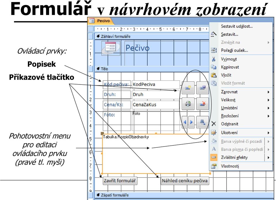 tlačítko Pohotovostní menu pro