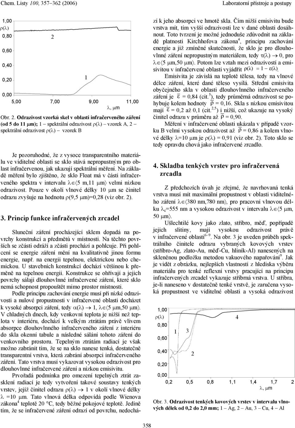 viditelné oblasti se sklo stává nepropustným pro oblast infračervenou, jak ukazují spektrální měření.