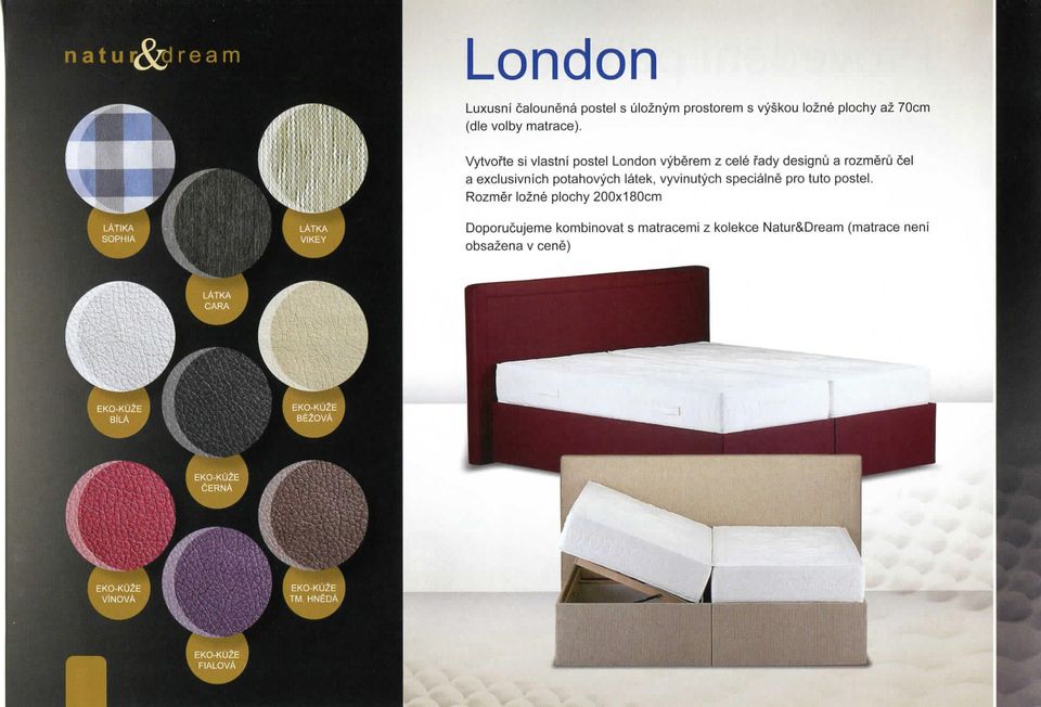 Vytvorte si vlastni postel London vyberem z cele fady designu a rozmeru eel a exclusivnich