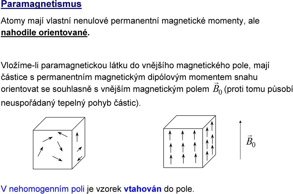 Vložíme-li paramagnetickou látku do vnějšího magnetického pole, mají částice s permanentním