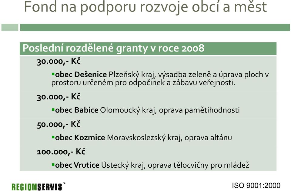 odpočinek a zábavu veřejnosti. 30.000, Kč obec Babice Olomoucký kraj, opravapamětihodnosti 50.