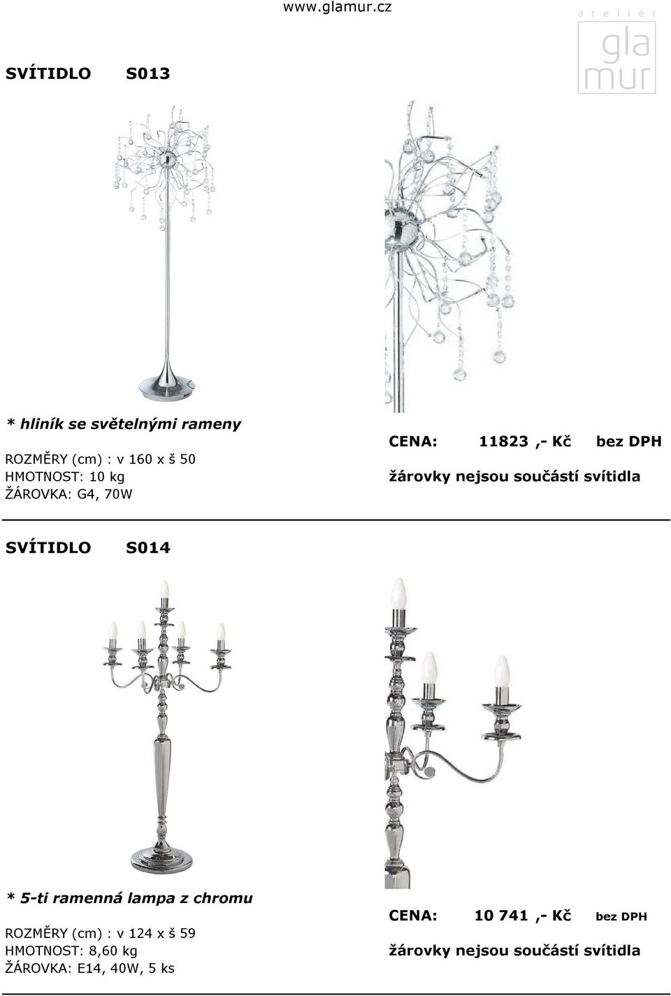 * 5-ti ramenná lampa z chromu ROZMĚRY (cm) : v 124 x š 59