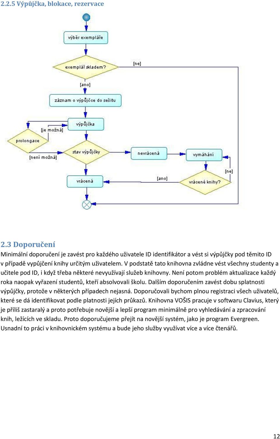 Není potom problém aktualizace každý roka naopak vyřazení studentů, kteří absolvovali školu. Dalším doporučením zavést dobu splatnosti výpůjčky, protože v některých případech nejasná.