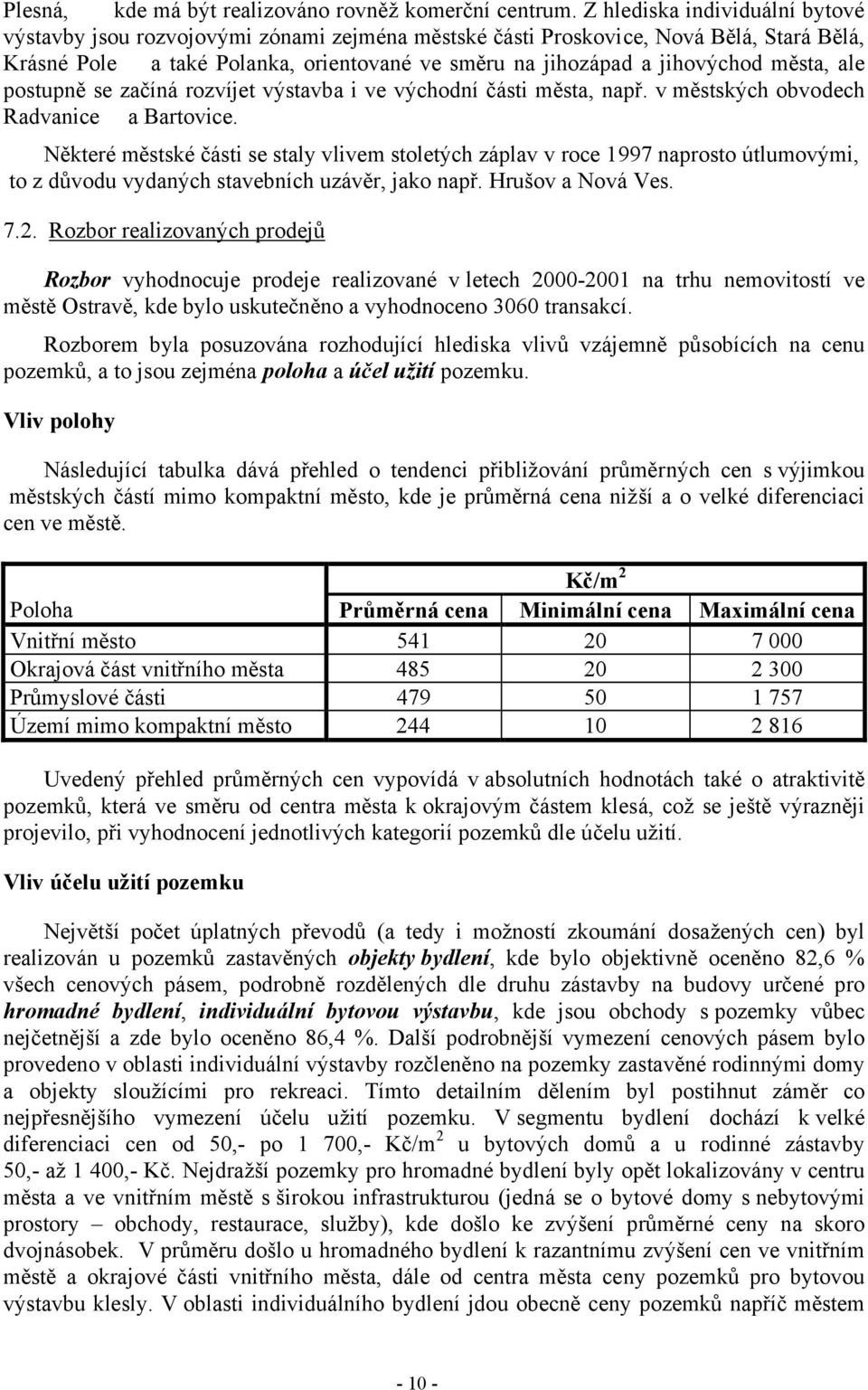 města, ale postupně se začíná rozvíjet výstavba i ve východní části města, např. v městských obvodech Radvanice a Bartovice.