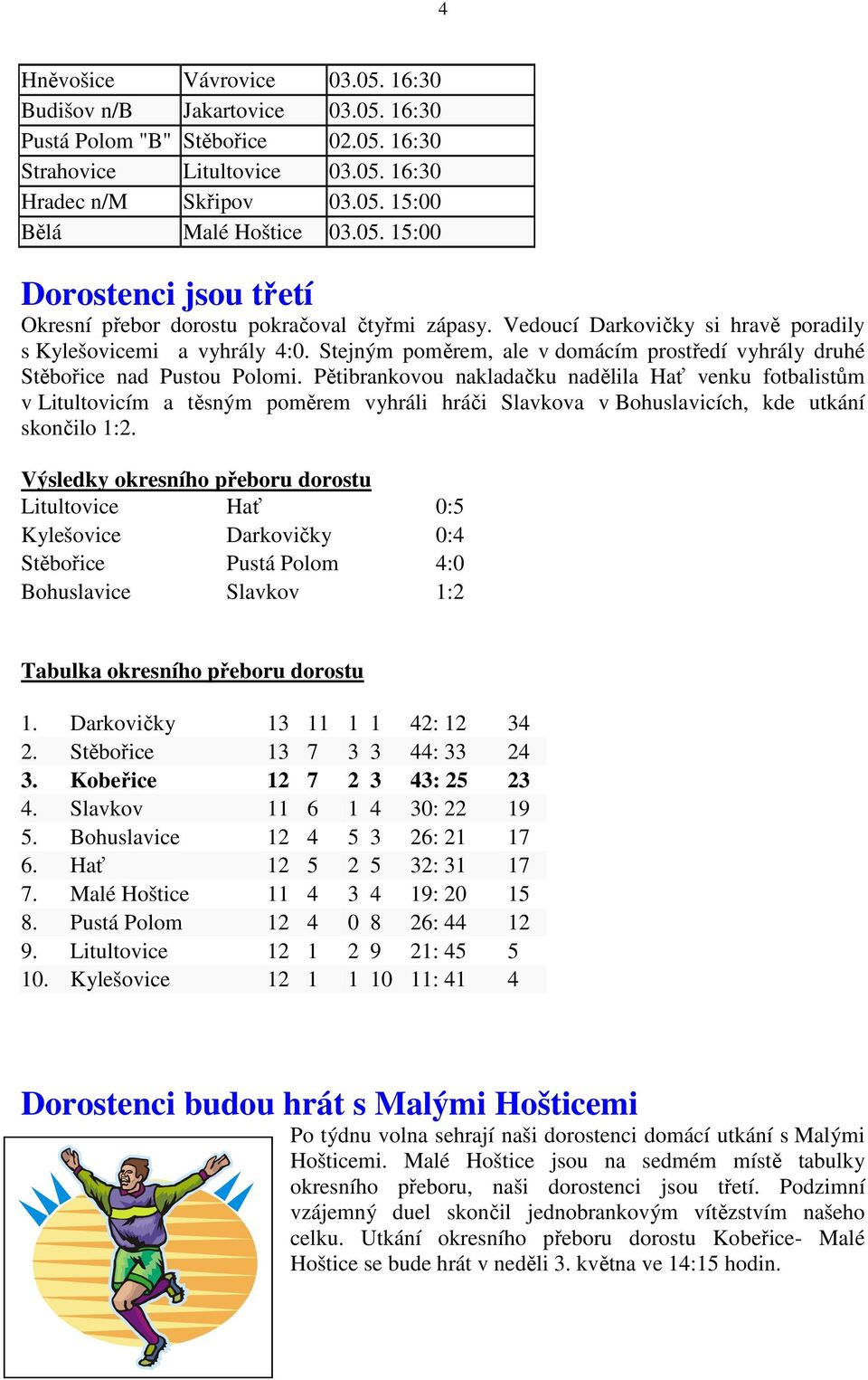 Stejným poměrem, ale v domácím prostředí vyhrály druhé Stěbořice nad Pustou Polomi.