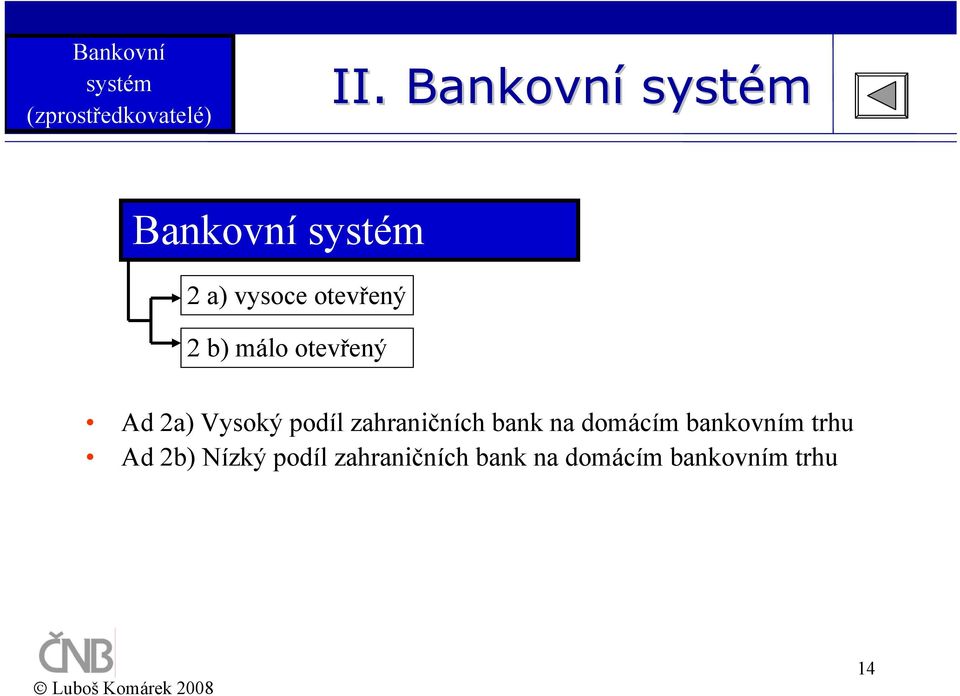 málo otevřený Ad 2a) Vysoký podíl zahraničních bank na