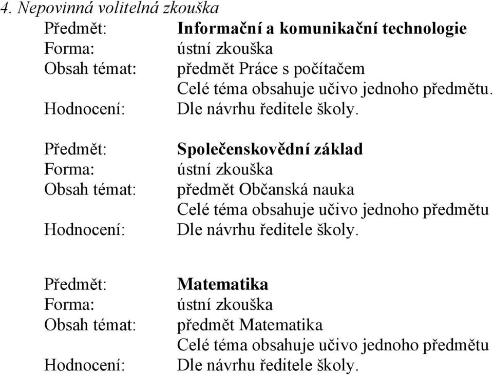 Společenskovědní základ ústní zkouška předmět Občanská nauka Celé téma obsahuje učivo jednoho předmětu