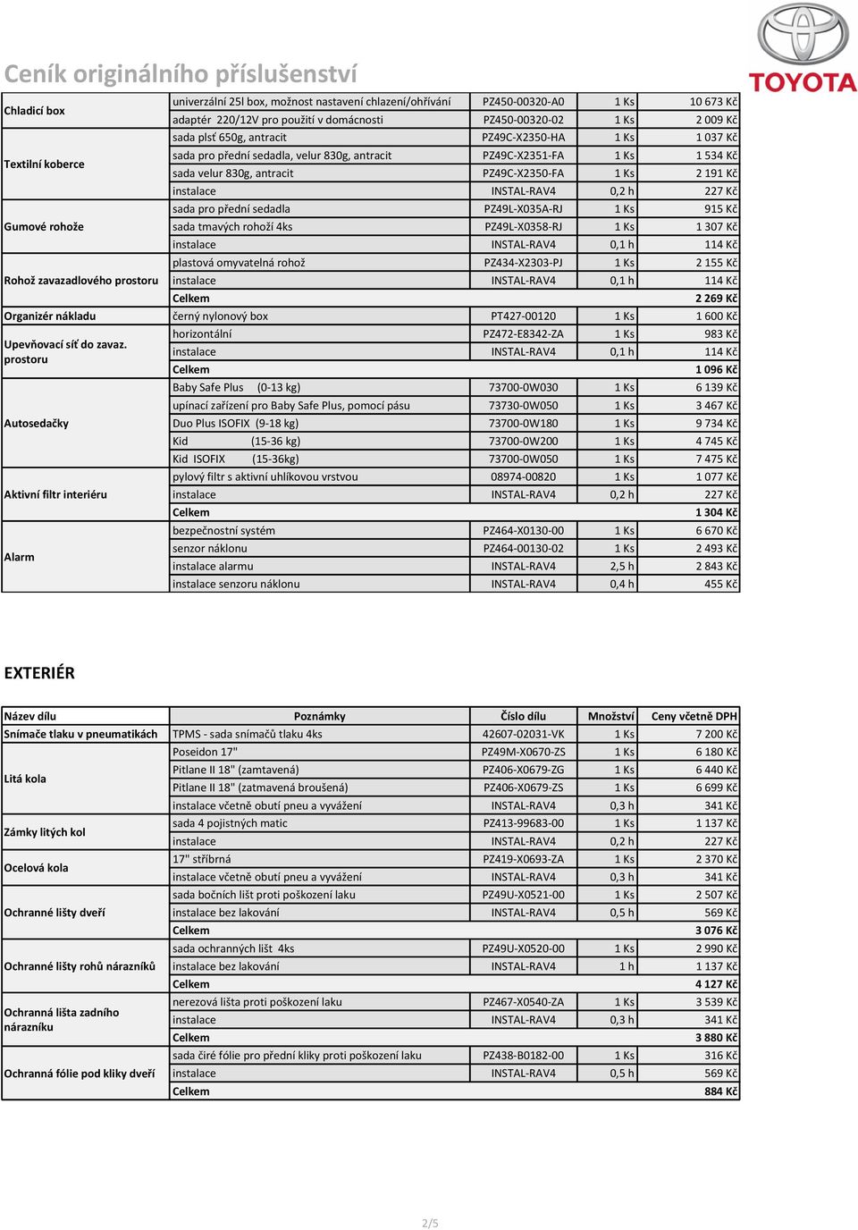 PZ49C-X2350-FA 1 Ks 2 191 Kč sada pro přední sedadla PZ49L-X035A-RJ 1 Ks 915 Kč sada tmavých rohoží 4ks PZ49L-X0358-RJ 1 Ks 1 307 Kč plastová omyvatelná rohož PZ434-X2303-PJ 1 Ks 2 155 Kč 2 269 Kč