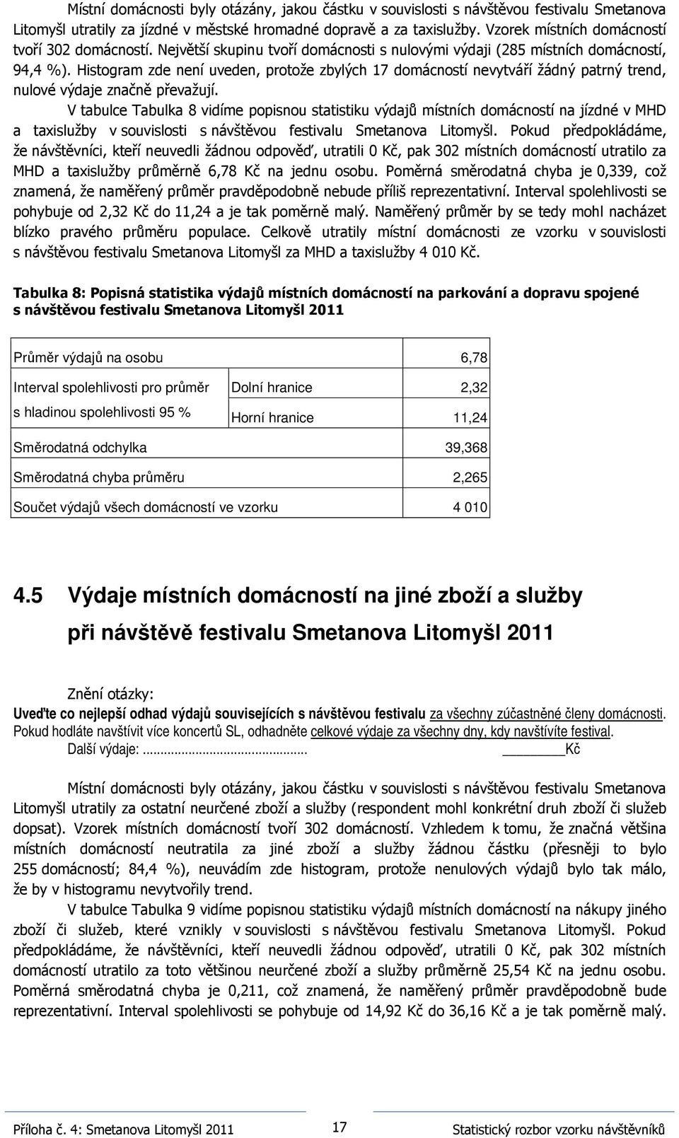 Histogram zde není uveden, protože zbylých 17 domácností nevytváří žádný patrný trend, nulové výdaje značně převažují.