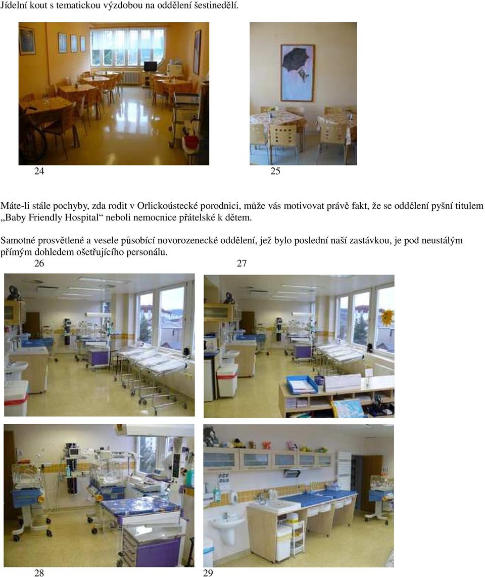 se oddělení pyšní titulem Baby Friendly Hospital neboli nemocnice přátelské k dětem.