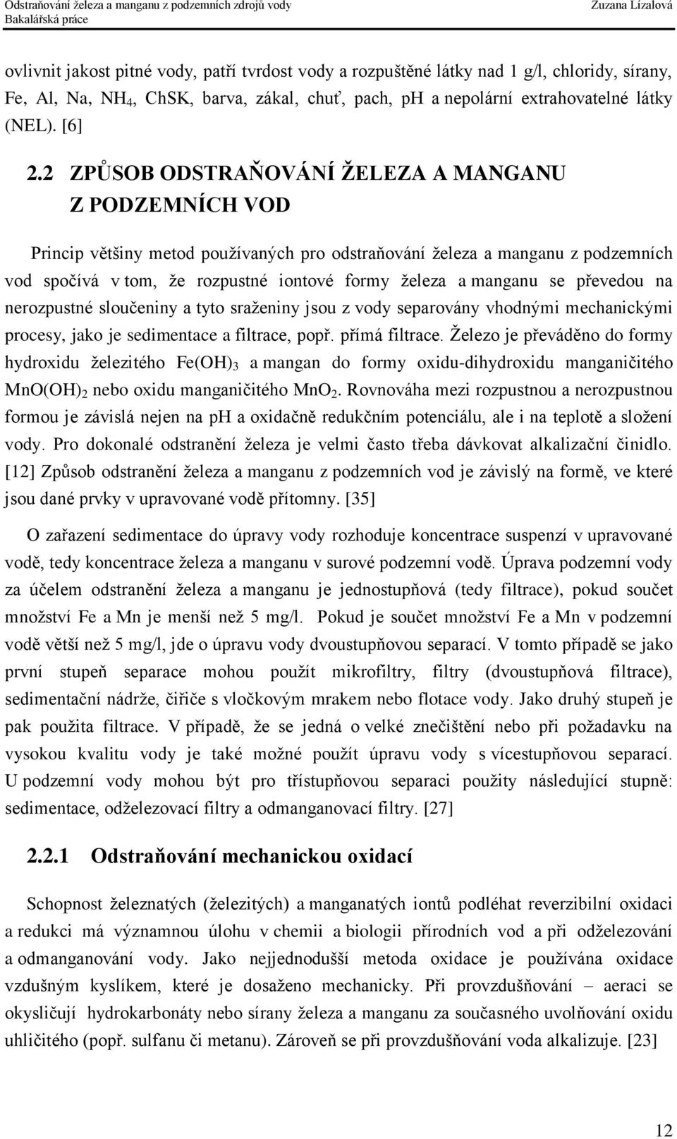 ODSTRAŇOVÁNÍ ŽELEZA A MANGANU Z PODZEMNÍCH ZDROJŮ VODY REMOVAL OF IRON AND  MANGANESE FROM GROUND WATER SOURCES - PDF Free Download