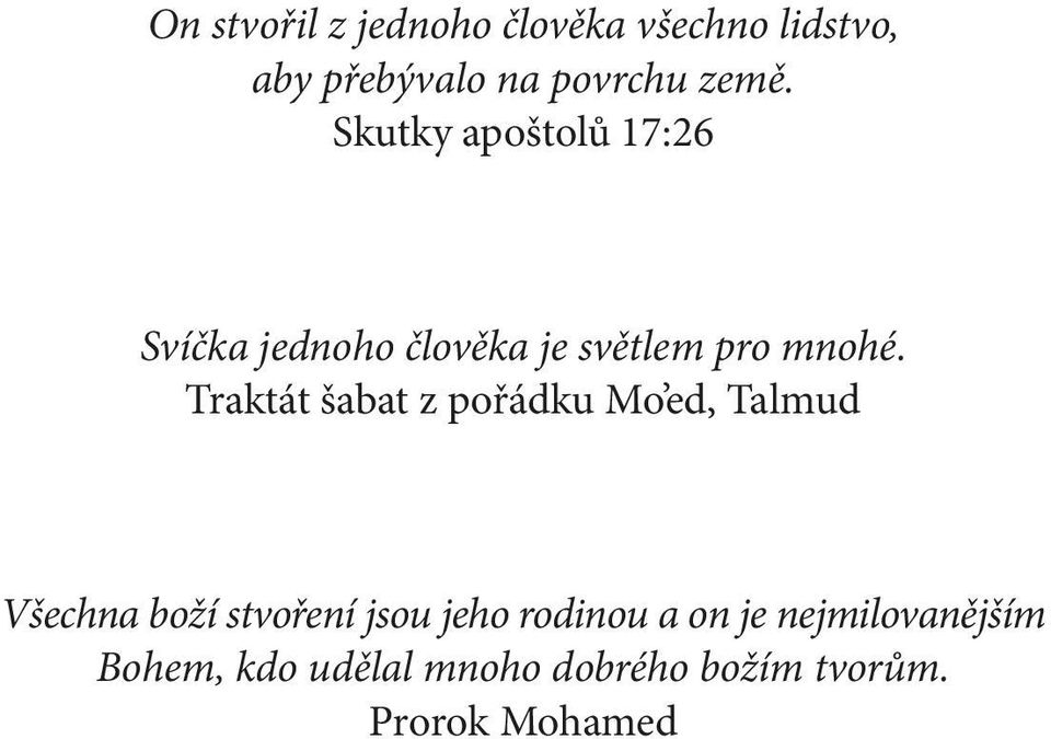 Traktát šabat z pořádku Mo ed, Talmud Všechna boží stvoření jsou jeho