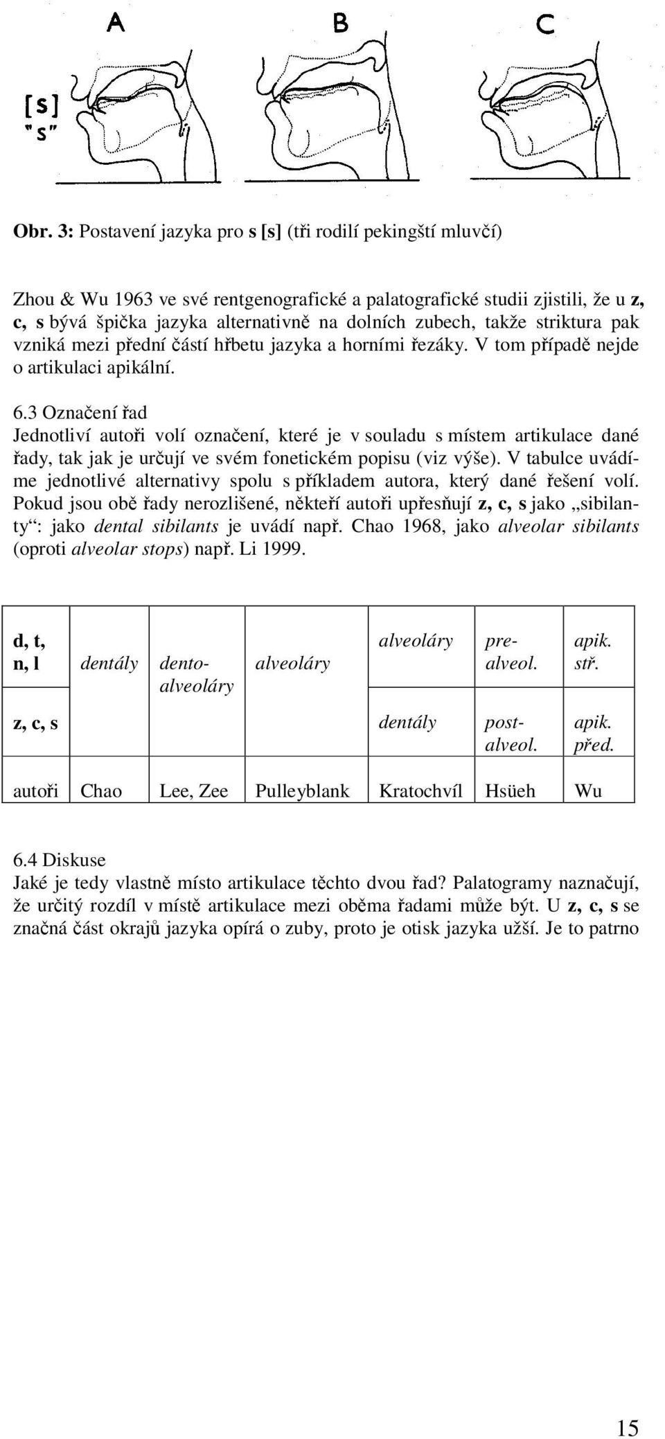 3 Označení řad Jednotliví autoři volí označení, které je v souladu s místem artikulace dané řady, tak jak je určují ve svém fonetickém popisu (viz výše).