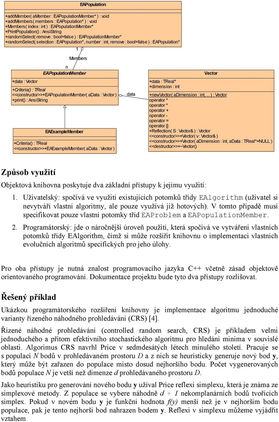 +Criteria() : TReal <<constructor>>+eapopulationmember( adata : Vector ) +print() : AnsiString EAExampleMember +Criteria() : TReal <<constructor>>+eaexamplemember( adata : Vector ) data +data :