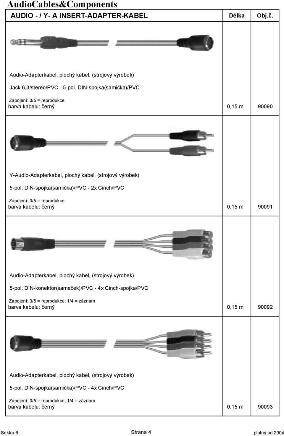 DIN-spojka(sami$ka)/PVC - 2x Cinch/PVC Zapojení: 3/5 = reprodukce barva kabelu: $erný 0,15 m 90091 Audio-Adapterkabel, plochý kabel, (strojový výrobek) 5-pol.