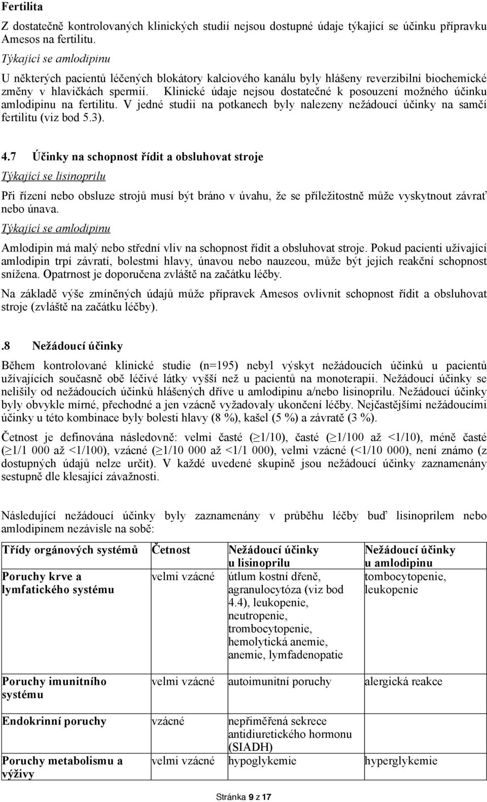 Klinické údaje nejsou dostatečné k posouzení možného účinku amlodipinu na fertilitu. V jedné studii na potkanech byly nalezeny nežádoucí účinky na samčí fertilitu (viz bod 5.3). 4.