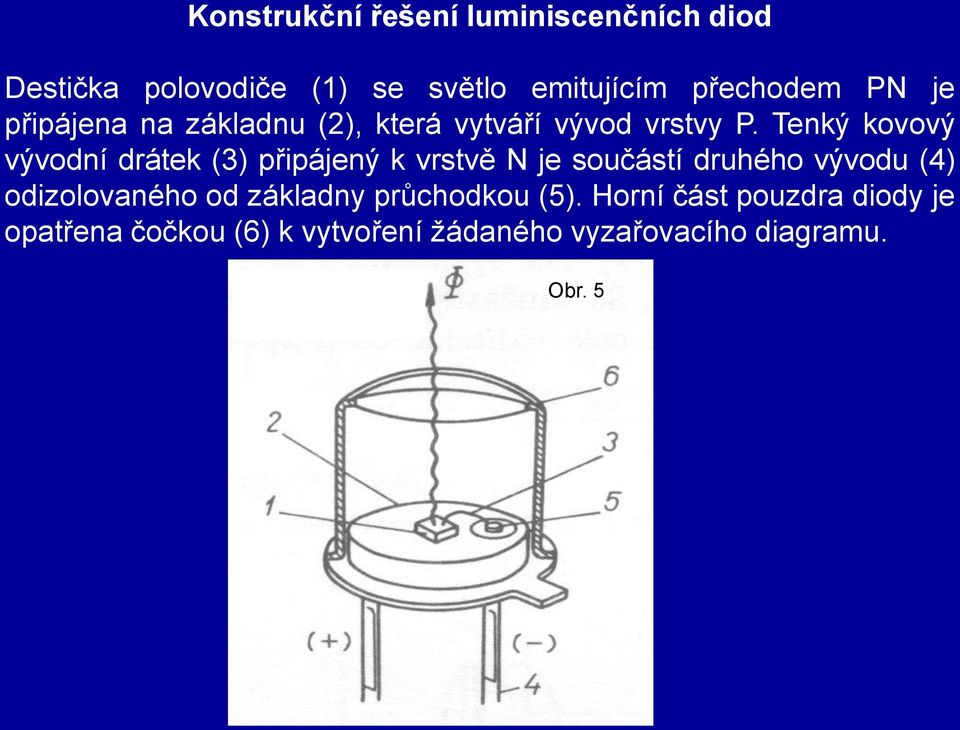 Tenký kovový vývodní drátek (3) připájený k vrstvě N je součástí druhého vývodu (4) odizolovaného