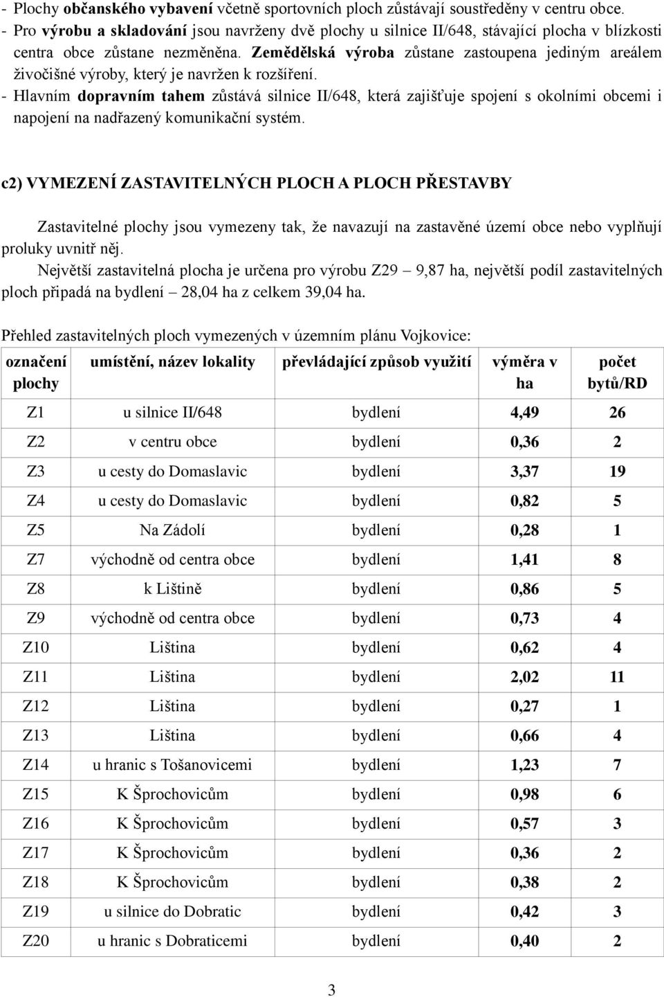 Zemědělská výroba zůstane zastoupena jediným areálem ţivočišné výroby, který je navrţen k rozšíření.
