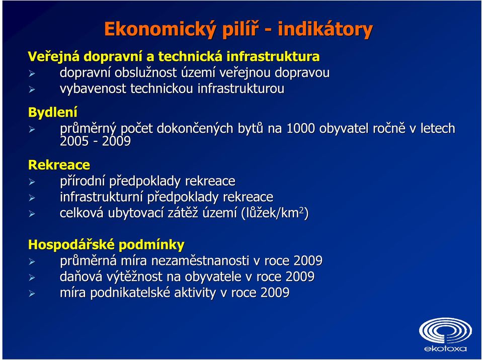 přírodní předpoklady rekreace infrastrukturní předpoklady rekreace celková ubytovací zátěž území (lůž ůžek/km 2 ) Hospodářsk ské