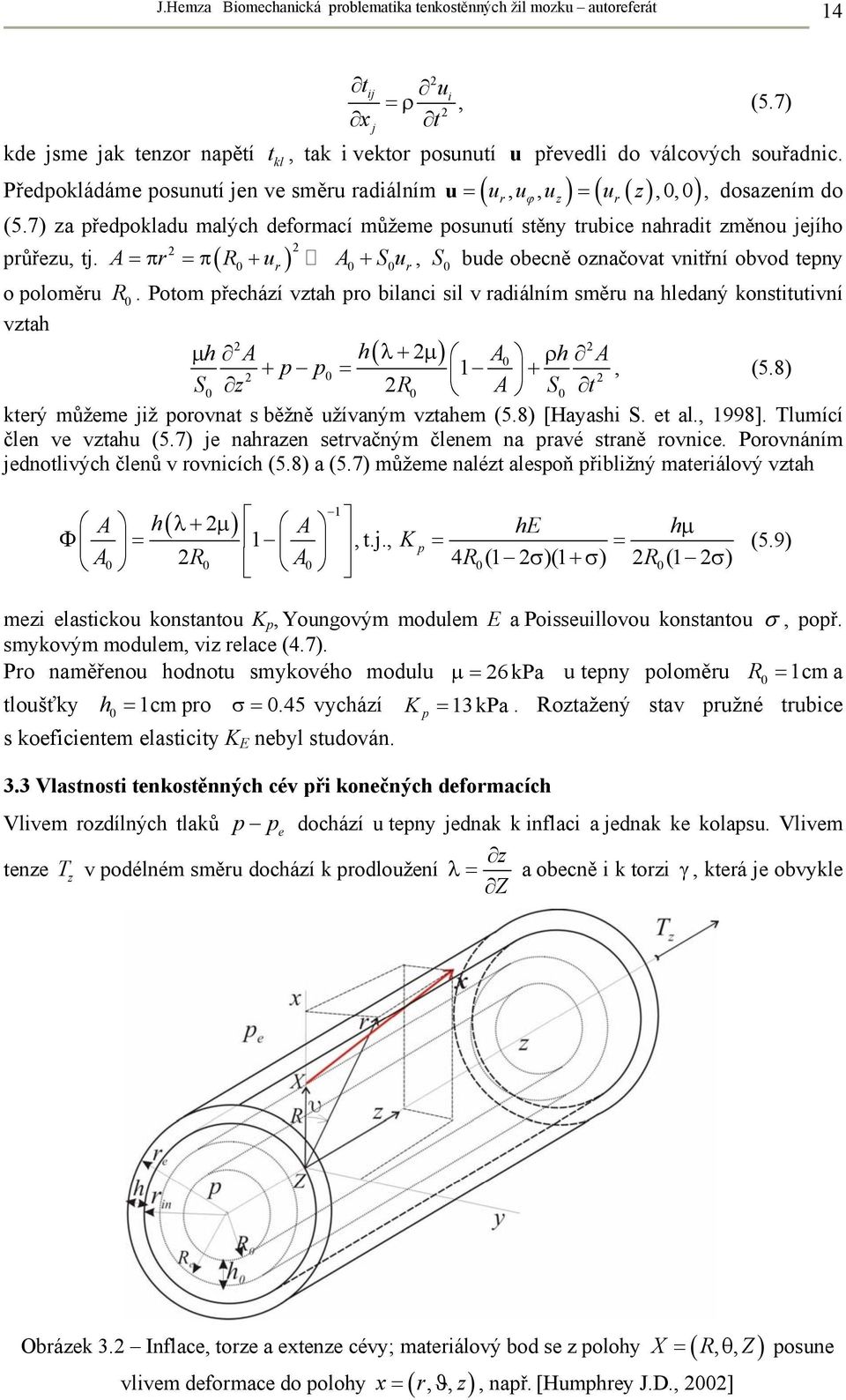 7) za předpokladu malých deformací můžeme posunutí stěny trubice nahradit změnou jejího A=π r =π R + u A0 + S0ur, bude obecně označovat vnitřní obvod tepny 2 průřezu, tj.