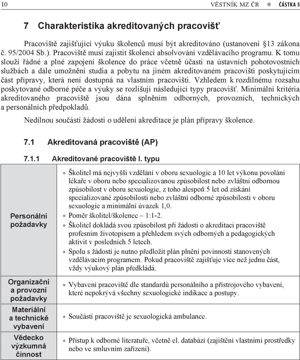 K tomu slouží ádné a plné zapojení školence do práce vetn úasti na ústavních pohotovostních službách a dále umožnní studia a pobytu na jiném akreditovaném pracovišti poskytujícím ást pípravy, která