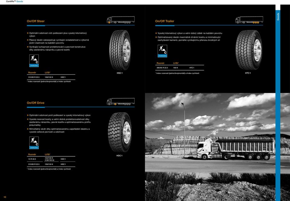 dezén maximálně chránící kostru a minimalizující zachytávání kamenů, pomáhá vynikajícímu přenosu brzdných sil 385/65 R 22.5 60 K HT HS HT 35/80 R 22.