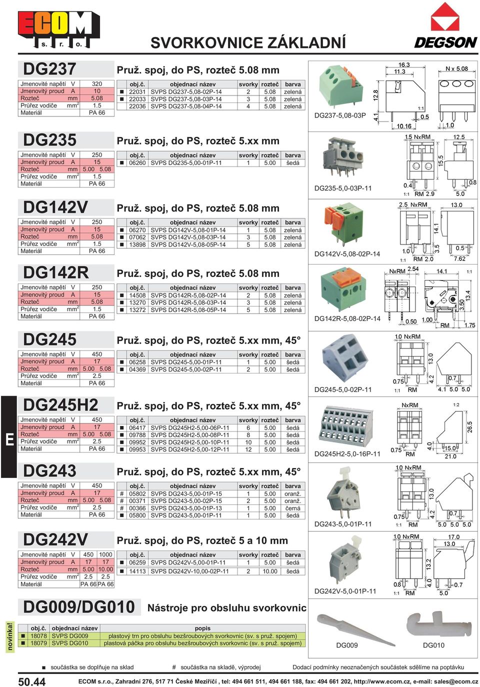 xx 0660 SVPS DG5-5,00-01P-11 1 šedá Pruž. spoj, do PS, rozteè 5.08 0670 SVPS DG14V-5,08-01P-14 1 5.08 zelená 0706 SVPS DG14V-5,08-0P-14 5.08 zelená 1898 SVPS DG14V-5,08-05P-14 5 5.08 zelená Pruž.