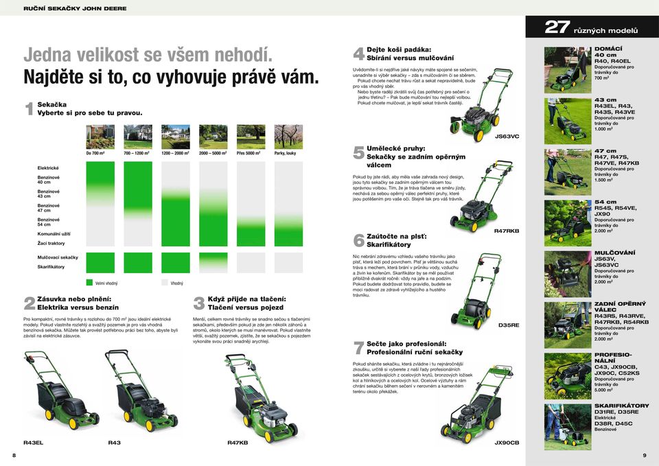 Zásuvka nebo plnění: 2 3 Elektrika versus benzín Pro kompaktní, rovné trávníky s rozlohou do 700 jsou ideální elektrické modely.