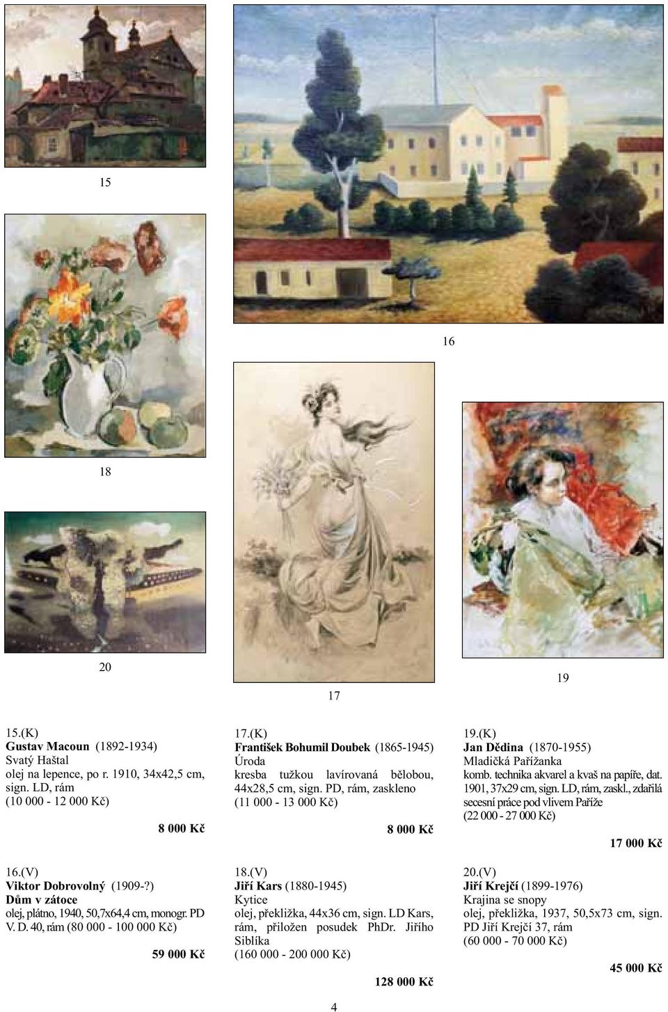(K) František Bohumil Doubek (1865-1945) Úroda kresba tužkou lavírovaná bělobou, 44x28,5 cm, sign. PD, rám, zaskleno (11 000-13 000 Kč) 4 8 000 Kč 18.